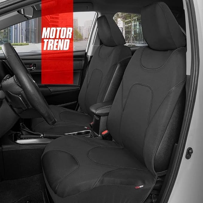 Motor Trend AquaShield Waterproof Front Seat Covers, Black Seat Covers for Cars – Neoprene Front Car Seats Cover, SUV Seat Covers Protector - Car Interior Cover for Auto, Trucks, & Dog Owners - Image 3