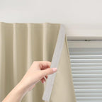 Self Adhesive Portable Blackout Curtains for Bedroom Easy to Install Window Thermal Lnsulated Kitchen Room Darkening Small Window Curtains, 47" W X 96" L, Beige, 2 Panels by Sovtfides