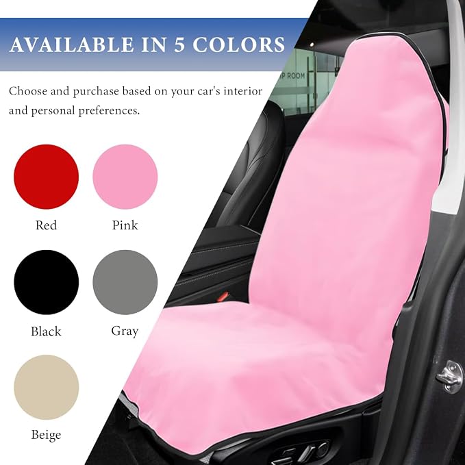 Car Towel Seat Cover, Waterproof Sweating Towel Non-Slip Front Seat Protector, Universal Soft Carseat Protective Cover for Gym Workout Running Swimming, Car Accessories (Pink) - Image 5
