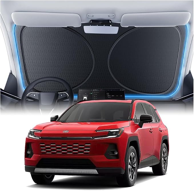 Windshield Sun Shade for Toyota RAV4 2000-2026 | 100% UV Block & Heat Insulation, Custom Fit Sunshade, Foldable Car Sunshade with Storage Bag, Summer Car Accessory by Amadaw