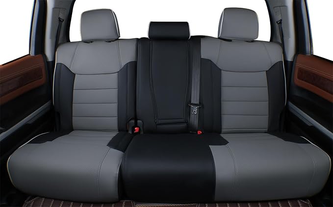 EKR Tacoma Seat Covers Custom Fit for Toyota Tacoma 2016 2017 2018 2019 2020 2021 2022 2023 Double Cab/Crew Cab -Truck Seat Covers for Car Full Set,Faux Leather(Black/Gray) - Image 5