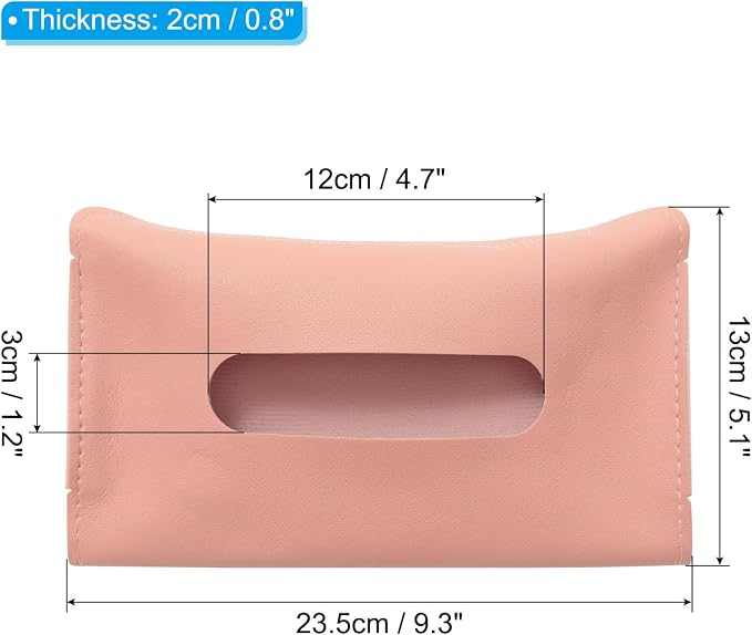 PATIKIL Car Tissue Holder, PU Leather Rectangle Napkin Paper Towel Dispenser Box Case with Elastic Strap for Car Sun Visor Seat, Pink - Image 2