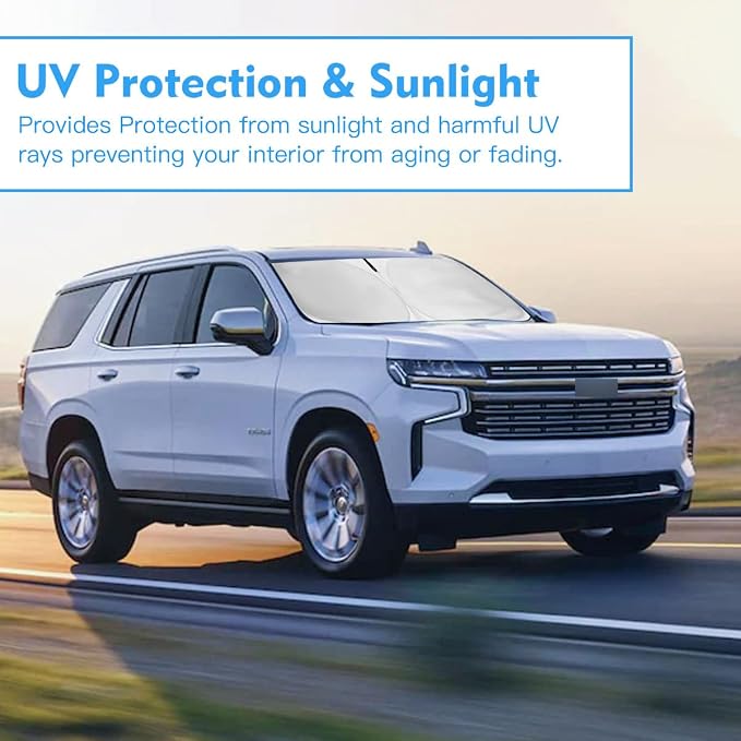 Windshield Sun Shade Car Sunshade Accessories Fit 2026-2021 Chevy Tahoe Z71 | HOHUIGO Front Windshield Cover Window Screen Sun Visor UV Heat Shield Protector Custom for Chevrolet Tahoe, Keep Car Cool - Image 6