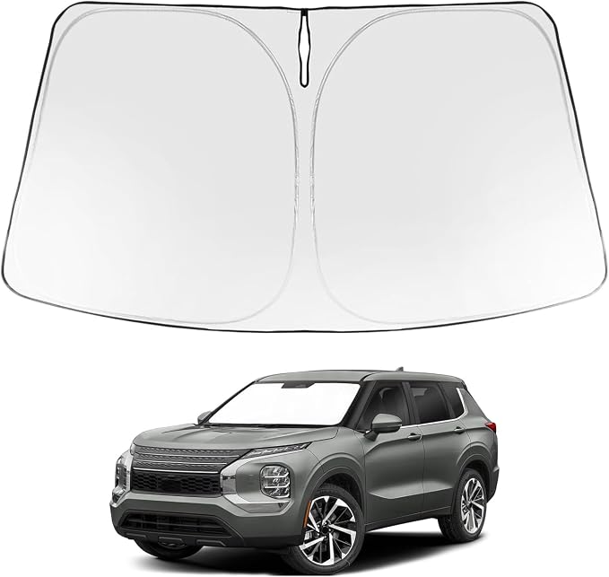 Proadsy Custom Fit 2022-2026 Mitsubishi Outlander Car Windshield Sun Shade | 240T Heat Shield, Drops Temp 54°F, Blocks 99% UV, Prevents Dashboard Cracking, Summer Parking & Beach Trips, Easy Twist-Fold by Proadsy