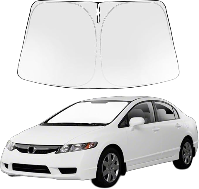 Proadsy Custom Fit 2006-2011 Honda Civic Windshield Sun Shade, Blocks Heat | 240T Heat Shield, Drops Temp 54°F, Blocks 99% UV, Prevents Dashboard Cracking, Summer Parking & Beach Trips, Easy Twist-Fold by Proadsy