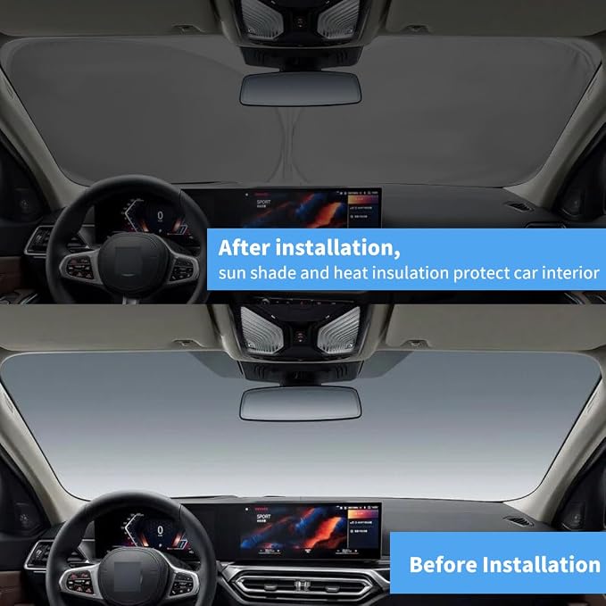 Windshield Sun Shade Car Sunshade Accessories Custom Fit 2026-2018 BMW X3 | HOHUIGO Front Window Screen Cover Foldable Sun Visor Protector Window Shade Blocks UV Rays for BMW X3 Keep Car Cooler - Image 3