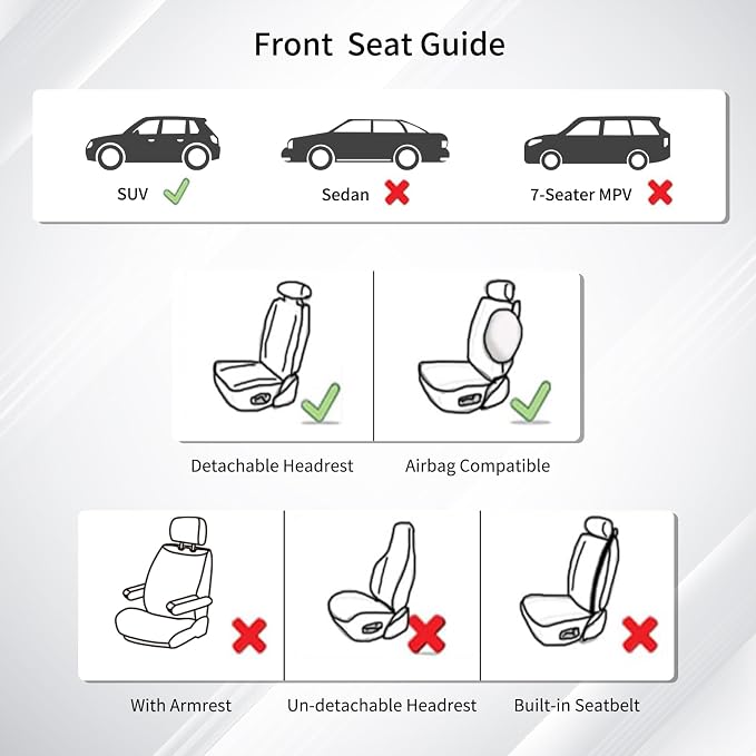 Huidasource Custom Fit RAV4 (Gas Only) Front Seat Covers, Gray Waterproof Faux Leather Full-Coverage for 2019-2024 Toyota RAV4 LE/XLE & XLE Premium/Limited (Does Not Fit Adventure and TRD Off-Road) - Image 8