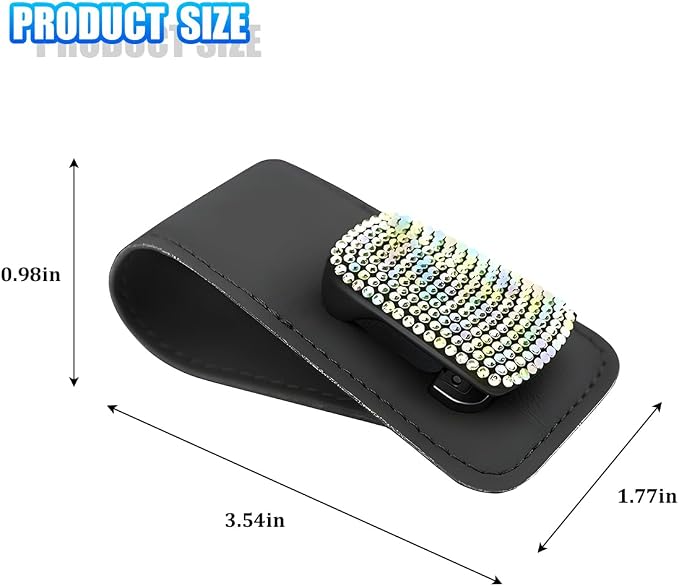 Bling Car Sun Visor Sunglasses Holder, Crystal Rhinestone Leather Visor Eyeglasses Ticket Card Mounter Clip, Shiny Diamond Auto Glasses Hanger Holder, Universal Fit (Black/Multicolor) - Image 2