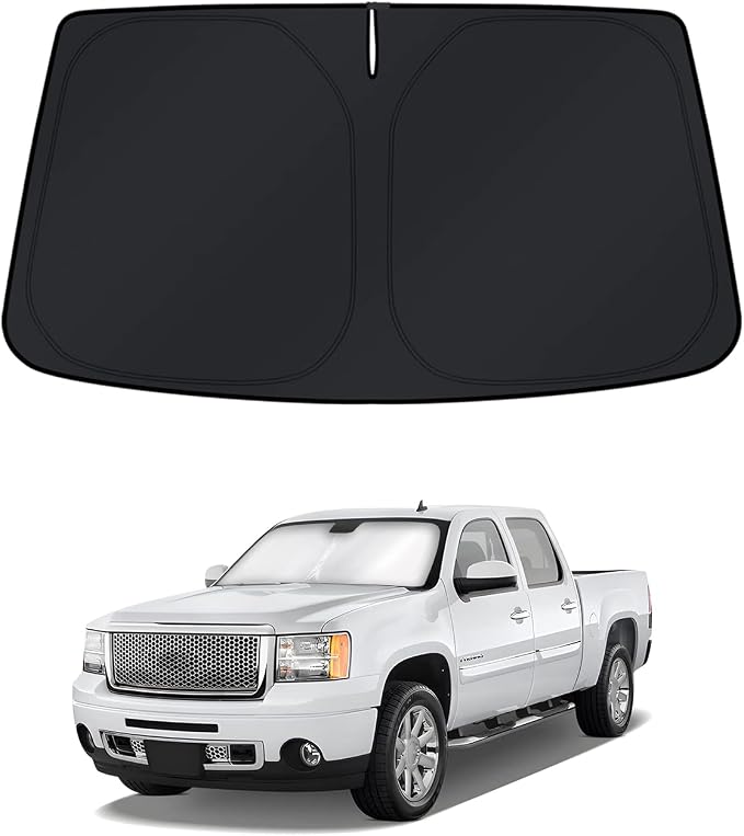 KUST Windshield Sun Shade for Chevrolet Silverado/GMC Sierra 2007-2011 2012 2013 Window Accessories Shade Sun Visor Cover Foldable Block UV Rays by KUST