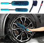 oesee PRO Choice 4 Pack Long Handle Wheel Brush Kit for Cleaning Wheel and Tire- 2X Soft Wheel Cleaning Brush, Detailing Brush and Stiff Tire Brush by OeSee