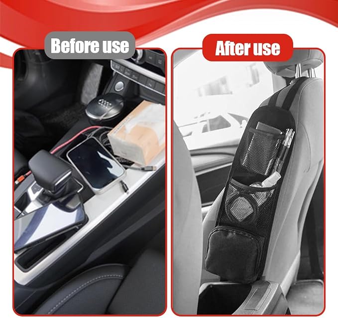 2PCS Car Seat Storage Hanging Bag, Multi-Pocket Seat Side Organizer - Image 4