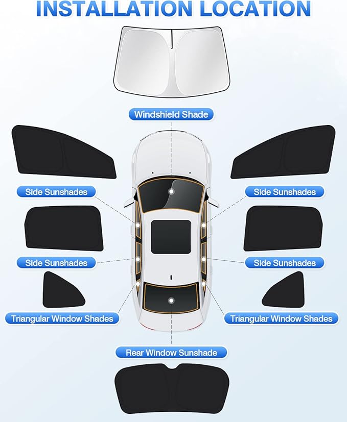 Canvcle Window Shades for Honda CRV 2017-2022 CR-V Accessories Windshield Sun Shade Side Rear Window Cover Sunshade Sun Visor Shield Privacy Protection for Camping Keep Vehicle Cool Black 8PCS - Image 6