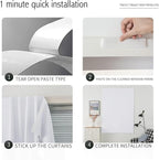 self Adhesive Curtains Portable Blackout Curtain Simple and Easy to Install Bedroom Window Thermal Lnsulated Kitchen Room Darkening Black Small Drapes, 47" W X 59" L, White, 1 Panel - Image 4