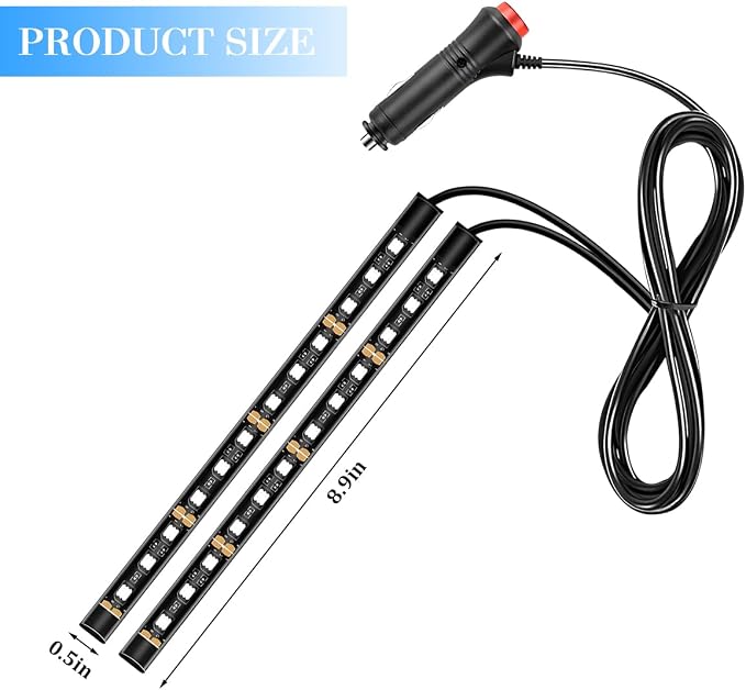 Car LED Strip Light, 12V 24 LED Vehicle Under Dash Neon Ambient Night Decor Lamp with Cigarette Lighter Plug, Automotive Interior Lighting Accessories, Universal for SUV Truck Sedan (Green) - Image 2