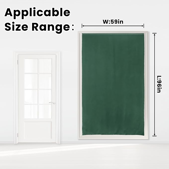 Blackout Curtains for Bedroom Sticky Curtain Blackout Window Cover Self Adhesive Curtains Rod No Drillng, 59" W X 96" L, Dark Green, 1 Panel - Image 7
