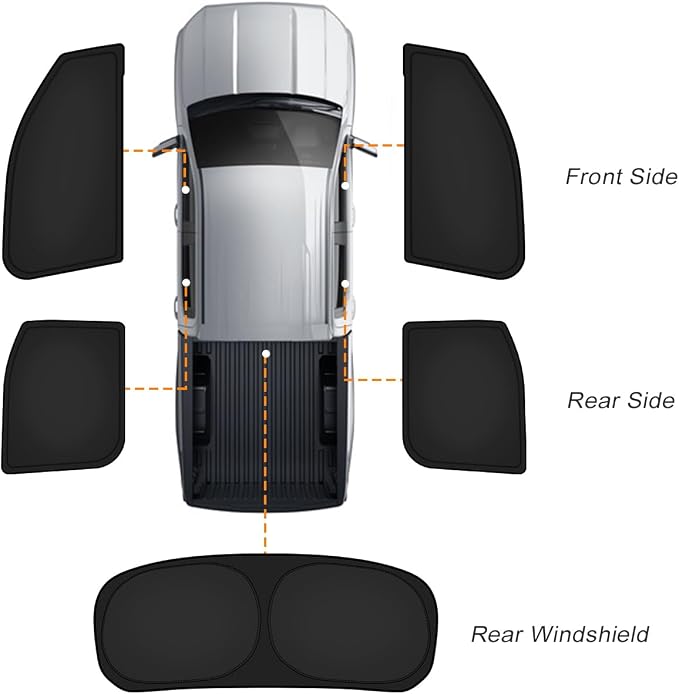KUST Car Window Shades for Ford F-150 2015-2020 Side Window Covers with Rear Windshield Sun Shade UV Block Privacy Protection F150 Accessories for Camping Blackout 5PCS - Image 5