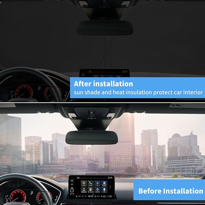 Windshield Sun Shade Car Sunshade Accessories for Honda Civic 2022-2026 | HOHUIGO Front Window Shade Sun for Honda Visor Sunshade Windshield Foldable Heat shield Cover Sun Visor UV Protector - Image 6