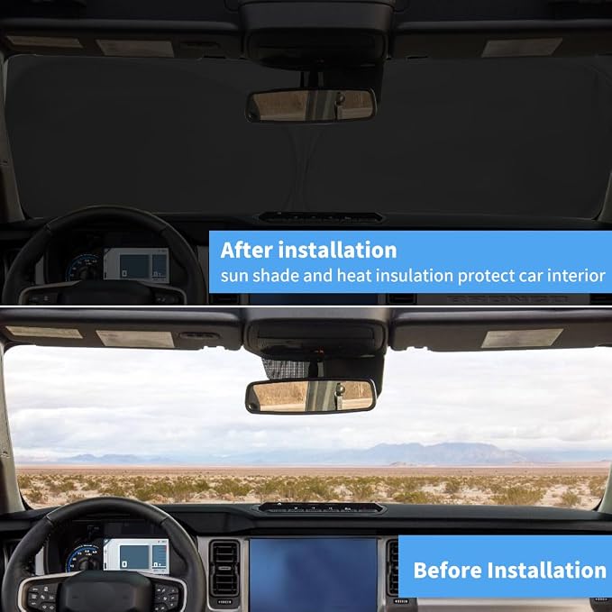 Windshield Sun Shade Sun Visor Accessories for Ford Bronco 2025-2021 | HOHUIGO Front Window Shade for Ford Bronco(Only for Bronco SPOR)Sun Visor windshield Sunshade Blocks UV Keep Car Cooler - Image 5