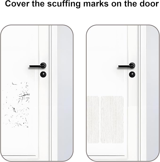 Dog Door Protector from Scratching, Steel Guard, White Oak Woodgrain 8"x16" | Prevents Claw Marks & Scuffs, Smooth Rounded Corners, Self-Adhesive Install, Anti-Scratch Kick Plate, 2 Pcs - Image 3