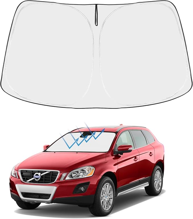 Proadsy Custom Fit 2010-2017 Volvo XC60 Windshield Sun Shade, Blocks Heat | 240T Heat Shield, Drops Temp 54°F, Blocks 99% UV, Prevents Dashboard Cracking, Summer Parking & Beach Trips, Easy Twist-Fold by Proadsy