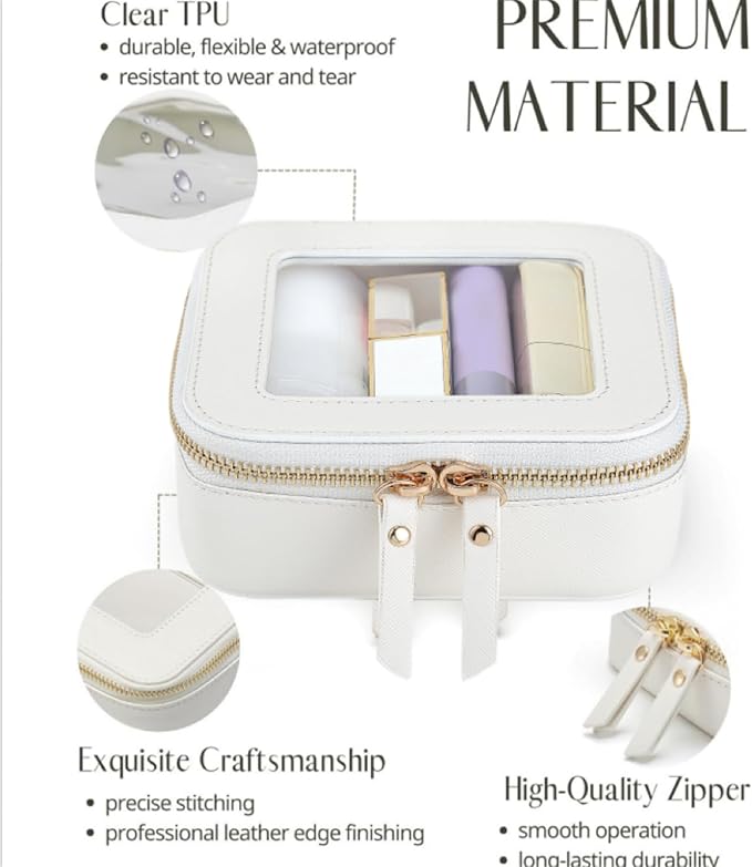 Small Clear Makeup Bag Travel Cosmetic Case, Portable Make Up Organizer Traveling Compact Car Bag for Essentials Transparent Toiletry Bag with Zipper - Image 3