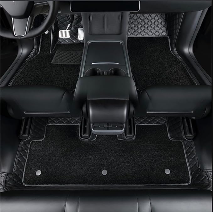 Compatible with Tesla Model Y Juniper(NOT Standard) 5-Seater(2026) Floor Mats 2-Layer Floor Liner Car Mats All-Weather for Interior (Black) by ZYCHUANGYING