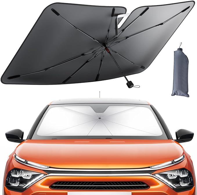 Lamicall Car Windshield Sunshade Umbrella - Foldable Car Windshield Sun Shade Cover, 5 Layers UV Block Coating, 52"x31" Front Window Heat Insulation Protection, for Auto Sedan, SUV Windshield | Foldable Umbrella Design, 5 Layers UV Block Coating, Front... by Lamicall