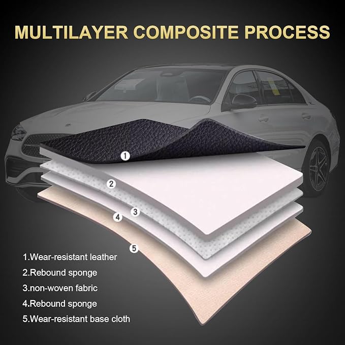 Car Seat Covers Full Set Custom Fit for Nissan Rogue 2014-2020 | Faux Leather Seat Covers Breathable Waterproof Seat Protectors Automotive Seat Cushion with Airbag Compatible Black, 5 Seats - Image 7