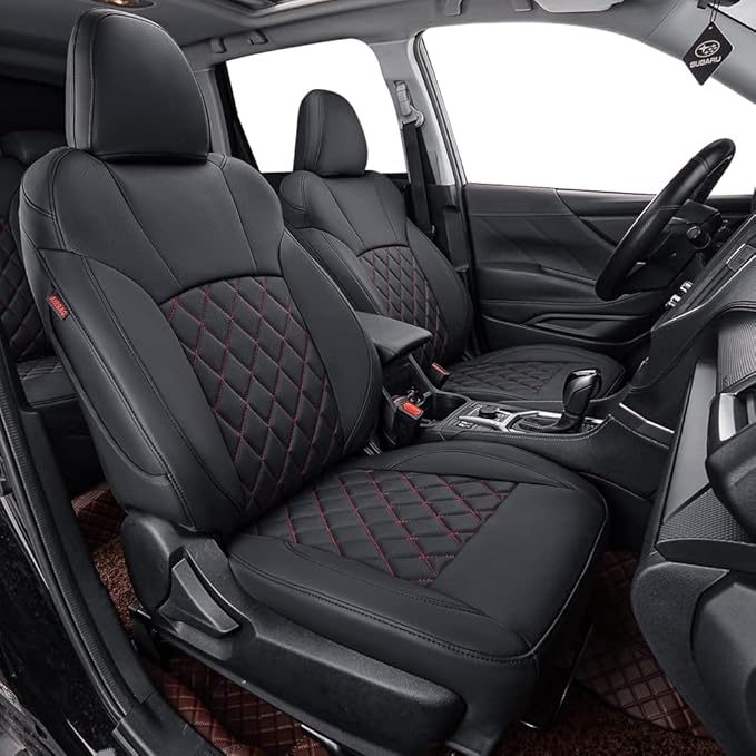 Car Seat Covers for 2009-2013 Subaru Forester,Rear w/Armrest,Faux Leather | Full Set Suv Seat Cushion,Easy Installation,Factory Look,Waterproof Car Seat Protector (Black-Diamond) by Coverdream