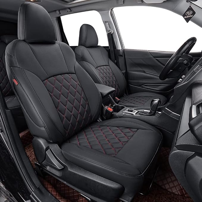 Custom Seat Covers for 2026 Subaru Forester,Rear w/No Armrest,Faux Leather | Full Set Suv Seat Cushion,Easy Installation,Factory Look,Waterproof Car Seat Protector (Black-Diamond) by Coverdream