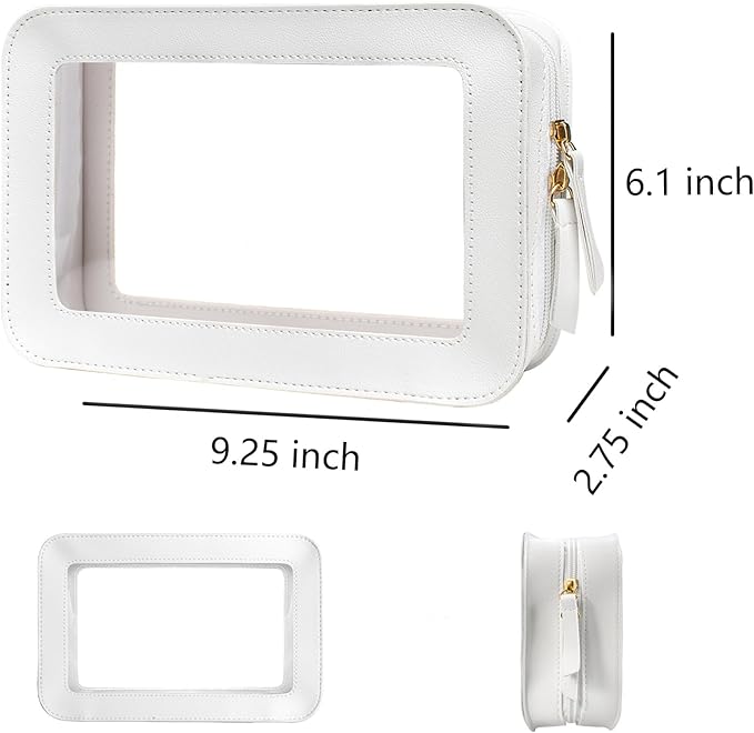 Clear Makeup Bag, White Travel Makeup Pouch Toiletry Bag for Women Waterproof Small Cosmetic Bag Case Small Make Up Bag with Zipper Car Organizer Car Essentials for Women Men - Image 6