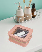 Mini Clear Makeup Bag, Small Cosmetic Bags Travel Toiletry Pouch Organizer, TSA Approved Make up Case with Zipper, Car Bag for Essentials(Pink, Mini-Chic) - Image 5