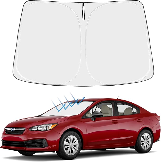 Proadsy Custom Fit Car Windshield Sun Shade for 2015-2025 Subaru Impreza | 240T Heat Shield, Drops Temp 54°F, Blocks 99% UV, Prevents Dashboard Cracking, Summer Parking & Beach Trips, Easy Twist-Fold by Proadsy