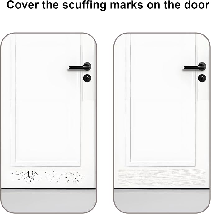 Dog Door Protector from Scratching, Steel Guard, White Oak Woodgrain 6"x30" | Prevents Claw Marks & Scuffs, Smooth Rounded Corners, Self-Adhesive Install, Anti-Scratch Kick Plate, 2 Pcs - Image 4