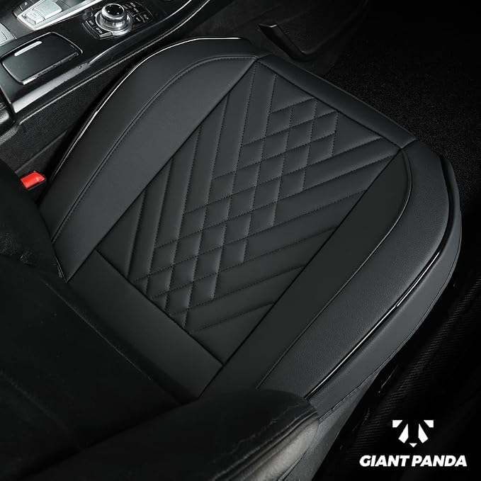 GIANT PANDA Premium PU Leather Front Car Seat Cover Protector Anti-Slip Bottom Seat Cover Fits 95% of Vehicles, Wrapping Around The Bottom (1 Pack - Black) - Image 2