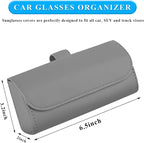 Sunglasses Holder for Car Sun Visor, Leather Auto Eyeglasses Organizer Box with Hidden Magnetic Closure, Vehicle Glasses Case Clip Holder, Car Accessories for Women Men (Gray) - Image 2