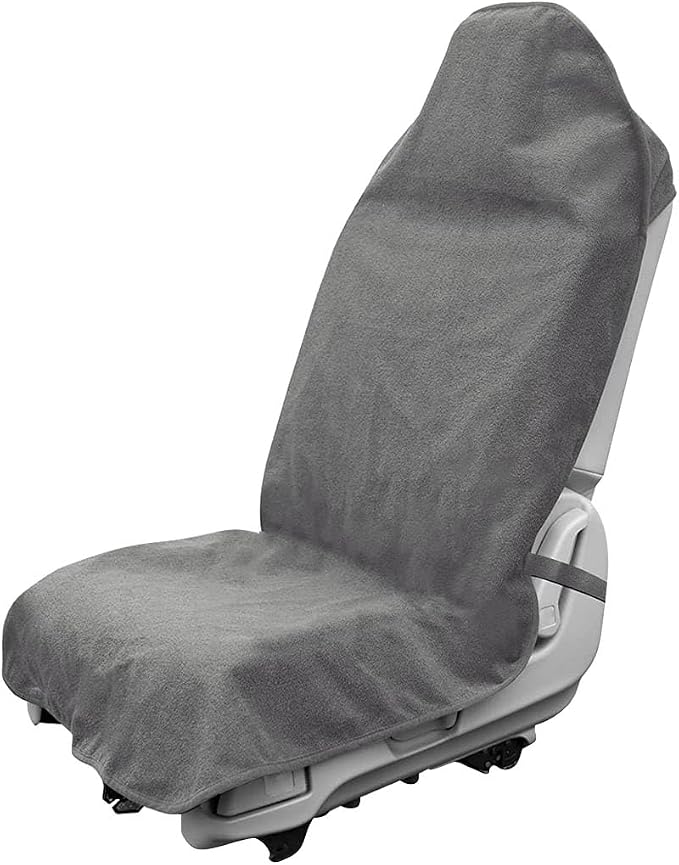 DXNQ Waterproof Car Towel Seat Cover, Sweating Non-Slip Premium Towel Carseat Cover Protector, Universal Soft Machine Washable Car Truck SUV Front Seat Cover for Gym Workout Beach Hiking (Gray) by DXNQ