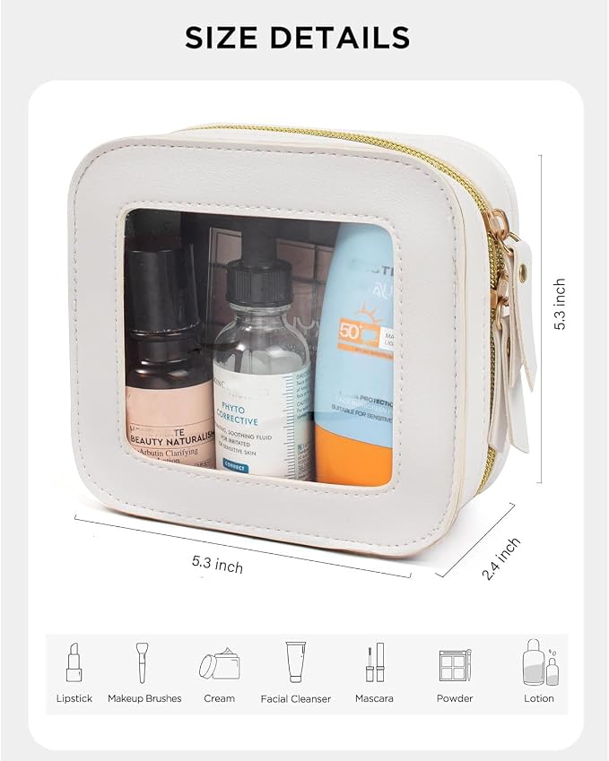 Small Clear Makup Bag, Clear Cosmetic Bags with Zipper Waterproof Small Travel Cosmetic Case Cute Make Up Pouch Mini Car Essentials for Women Travel Car Organizer - Image 5