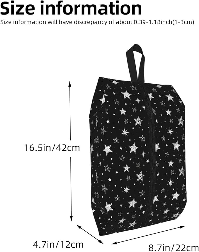 Cute Doodle Stars Travel Shoe Bag for Men & Women, Waterproof Shoe Storage Organizer with Zipper, Portable Shoe Pouch for Sneakers, Heels, Sandals, Gym & Travel Luggage 2PCS - Image 3