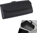 Sunglasses Holder for Car Visor, PU Leather Visor Sunglasses Holder Clip, Auto Eyeglasses Protective Storage Case, Universal Cars Sunvisor Accessories Organizer Box for Sedan, SUV, Van (Black) by Unknown