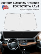 Proadsy Custom Fit 2013-2018 Toyota RAV4 Windshield Sun Shade, Blocks Heat | 240T Heat Shield, Drops Temp 54°F, Blocks 99% UV, Prevents Dashboard Cracking, Summer Parking & Beach Trips, Easy Twist-Fold - Image 2
