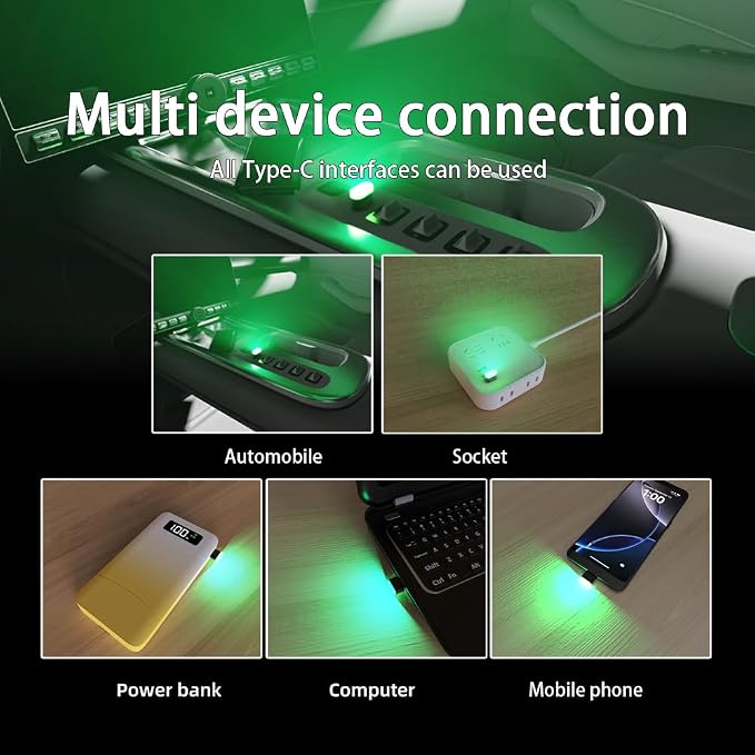 Type-C Adapters Atmosphere Light 4-Pack Universal Plug-in Miniature LED Night Light for Car Interior and Trunk Ambient Lighting Armchair lamp (Green) - Image 7