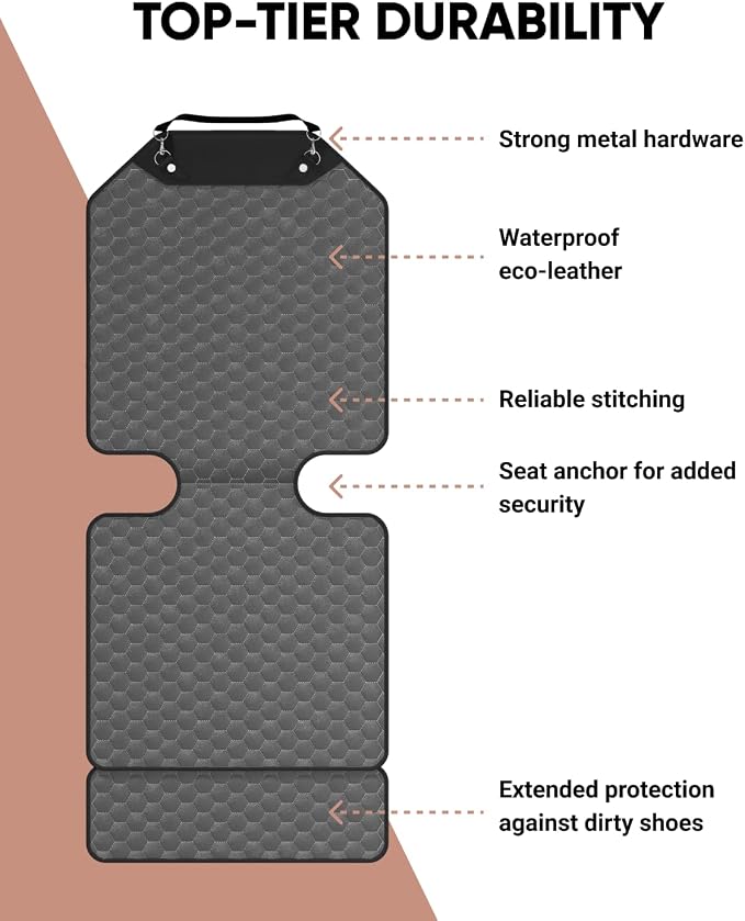 Set Seat Back Organizer & Car Seat Protector Hexy Waterproof & Non-Slip Protector for Child Car Cushion for Leather and Fabric Seats (Gray 2 pcs) - Image 3