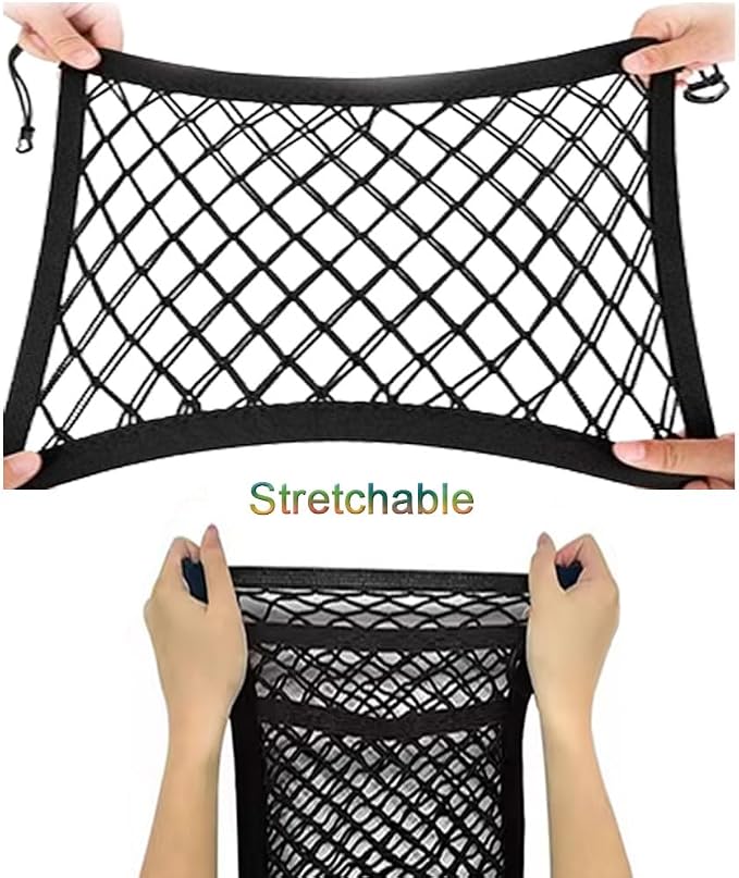 3-Layer Car Mesh Organizer, Dog and Kid Pet Barrier, Seat Back Net Bag Holder, Storage Organizer, Cargo Tissue Handbag Purse Holder, Driver Storage Netting Pouch - Image 2