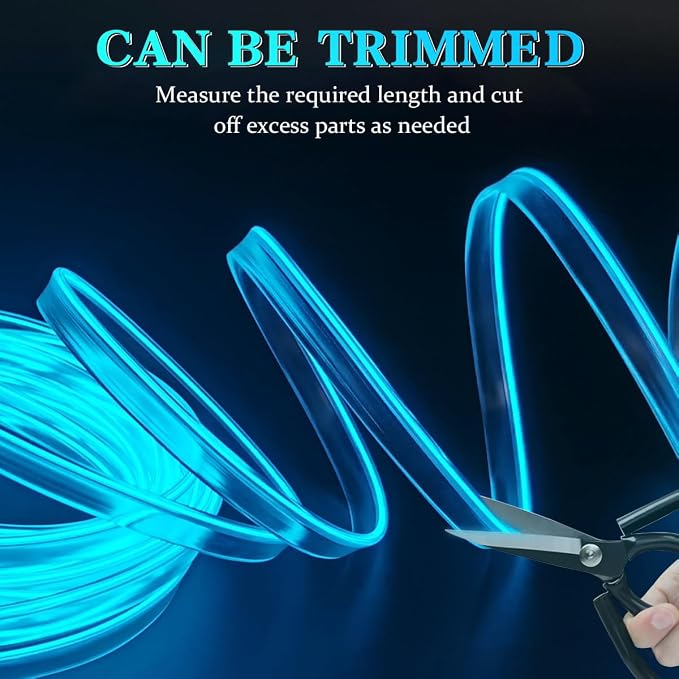 EL Wire Car Interior LED Strips Lights, 16FT 5V USB Auto Neon Light Strip, Electroluminescent Vehicle Interior Ambient Lighting Decor Accessories, Universal for RV, SUV, Truck (Blue) - Image 3