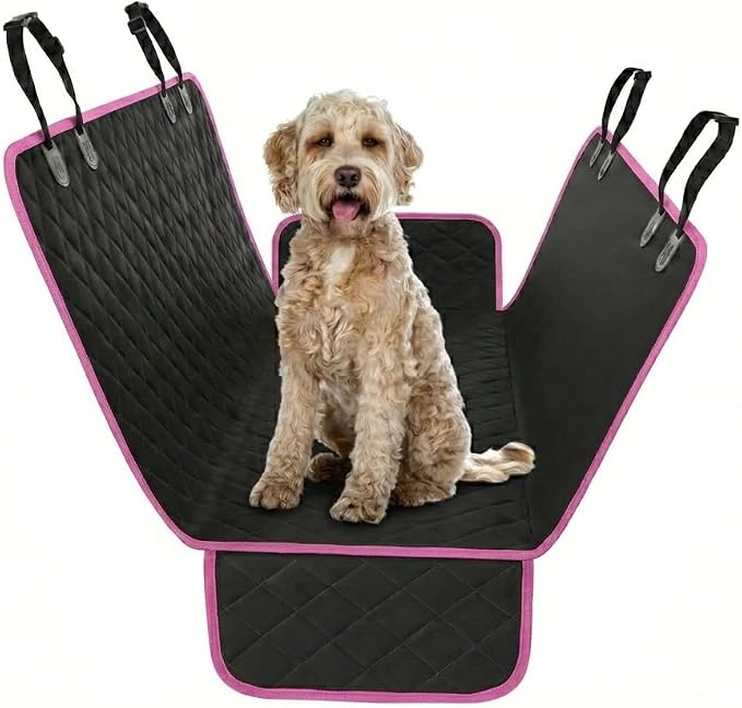 Pink Standard Dog Car Hammock Back Seat Cover, Waterproof Backseat Cover Protector for Truck Bench Rear of Sedans or SUVs, Essential Pet Supplies Vacuum or Wipe Clean, Machine Washable by ActivePets
