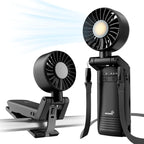 GROWNSY 4-in-1 Portable Baby Stroller Fan with Clip & Night Light, Black | Foldable & Rechargeable, 4 Adjustable Wind Speed for Handheld/Car Seat/Carrier/Beach/Travel/Crib/Camping by GROWNSY