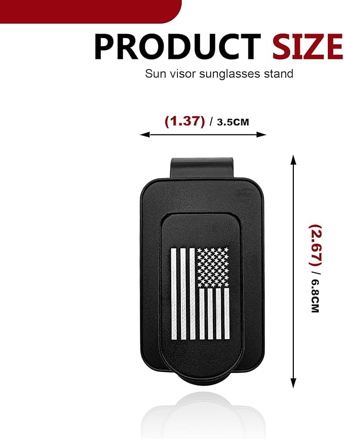 Sunglass Holder for Car Visor American Flag Universal Clip On Organizer Card Ticket Clip for Thin and Thick Eyeglasses and Shades Secure Easy Access Car Visor Accessory(Black) - Image 2