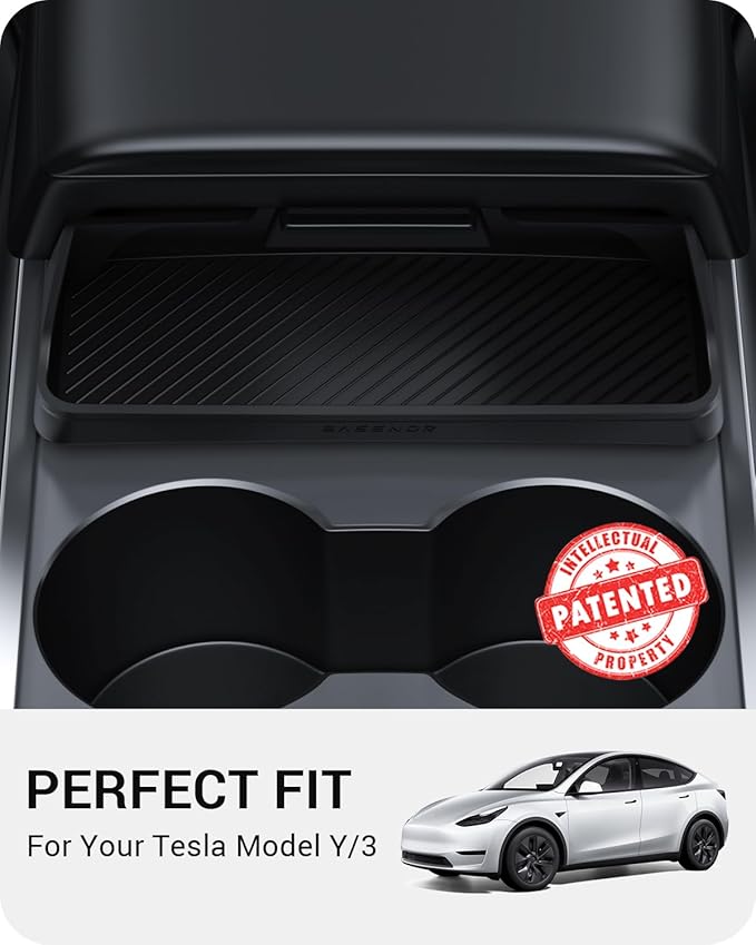 BASENOR Center Console Sunglasses Holder for Tesla Model Y Model 3 | Armrest Box Eyeglasses Storage Box Key Card Holder for 2021-2024 Model 3/Y Interior Accessories - Image 2