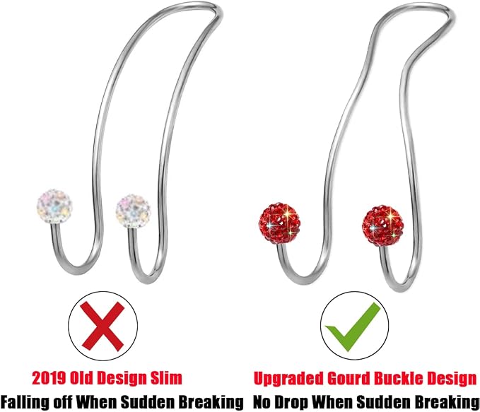 Bling Purse Hook for Car Headrest, Cute Car Seat Hooks (2Pack) | Upgraded,Durable Stainless,Car Purse Hanger,Purse holder,Rhinestones,Bag Hooks,Car Hooks for Purses and Bags Cute,Red - Image 5
